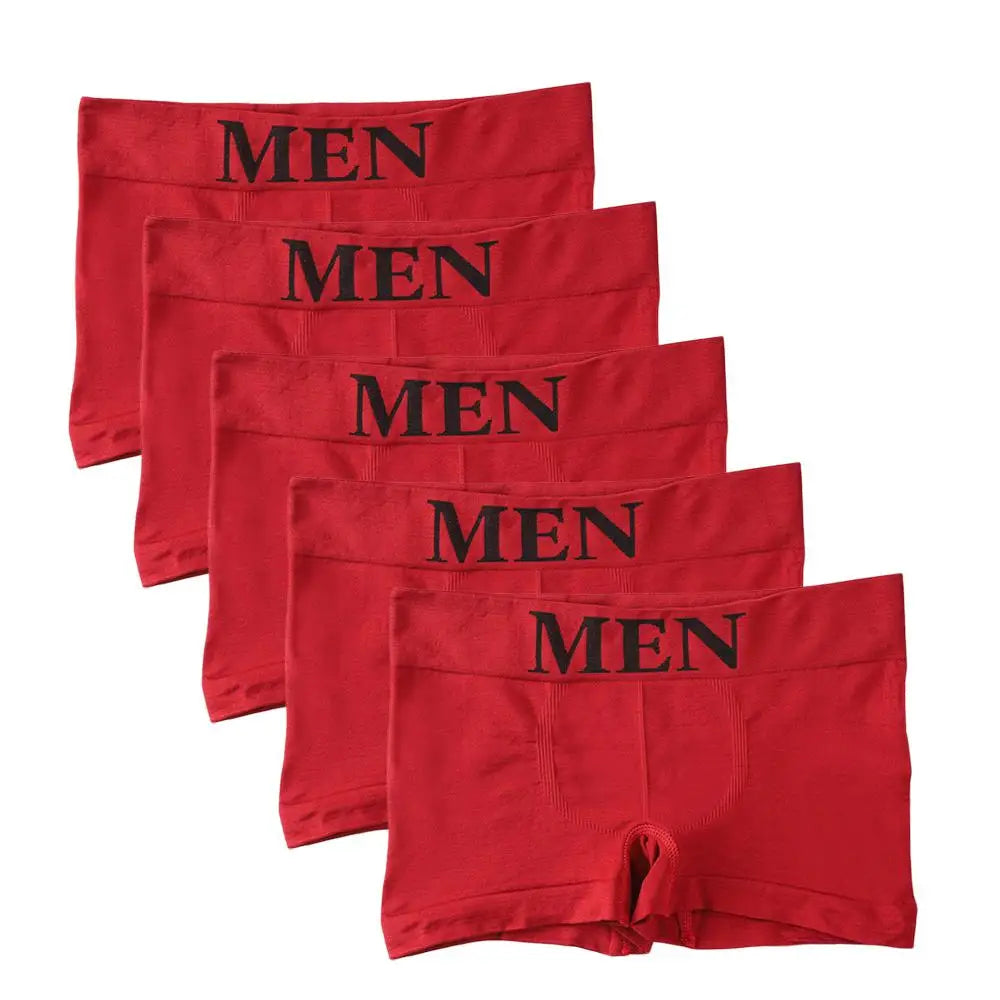 5PCS Thin High Elastic Men's Boxers Comfortable Plain Color Boxer Briefs Breathable Solid Underpants for Men