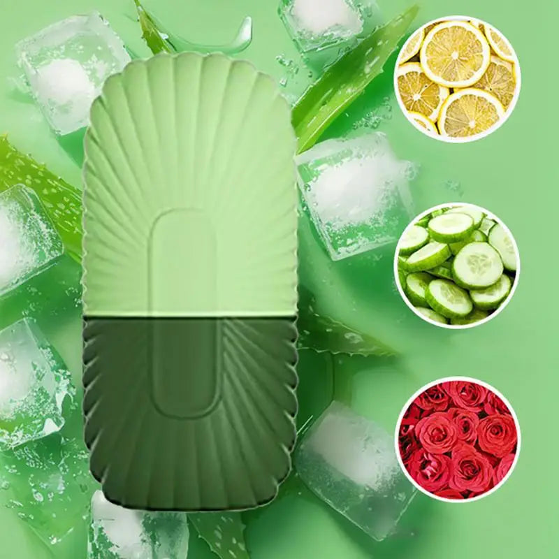 Ice Ball Facial Massage Tray with Silicone Mold, Face Lifting Contouring Ice Roller, Eye Care Pore Shrinking Beauty Tool