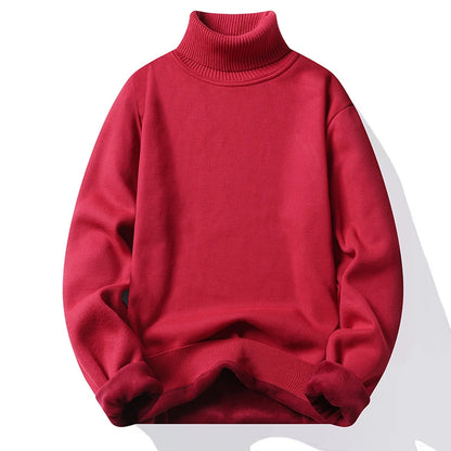 Sweatwear Mens Anti-pilling High Quality Knitted Turtleneck Sweater Slim Fit Long Sleeve Pullover Solid Color Trend Men Clothing