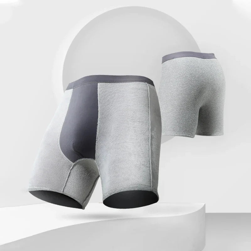 Men's thermal underwear men's fleece thickened anti-wear leg lengthened boxers autumn winter boxer shorts head