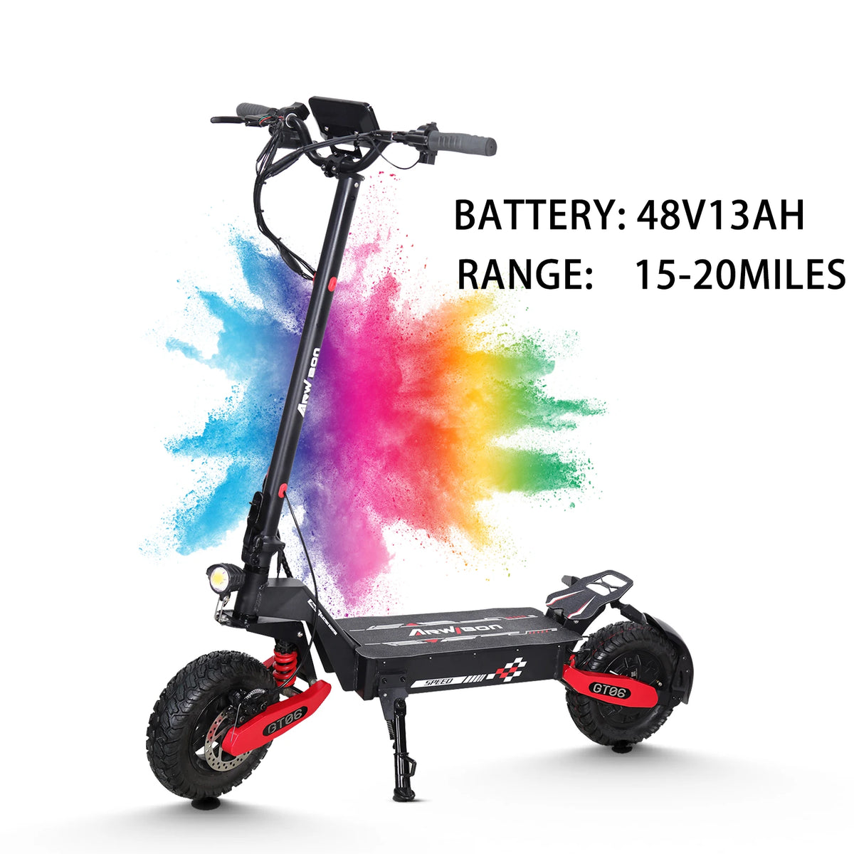 Arwibon GT06 1200W Foldable E-Scooter for Adults -Max Speed 25MPH, 48V 13AH/23.4AH, 11"Off-Road Tires | US Stock, Factory Direct