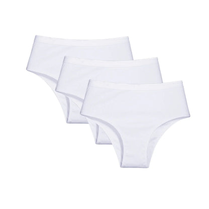 3Pcs/Set Women Cotton Panties High Waist Underwear Female Underpants Solid Color Soft Stretch Briefs Comfort Sexy Lingerie S-L
