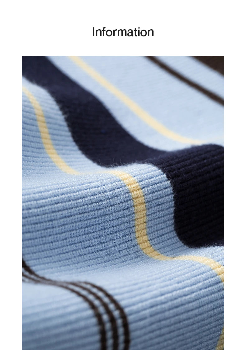 TOYOUTH Women Knitted Sweater 2026 Autumn New Fashionable Style Striped Zipper High Collar Woolen Pullover Sweater Tops