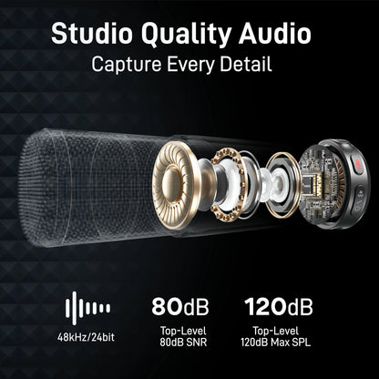 MAONO Wave T5 Wireless Lavalier Lapel Microphone Mini Noise Cancellation Mic for Video Recording Streaming Fit for Phones Camera