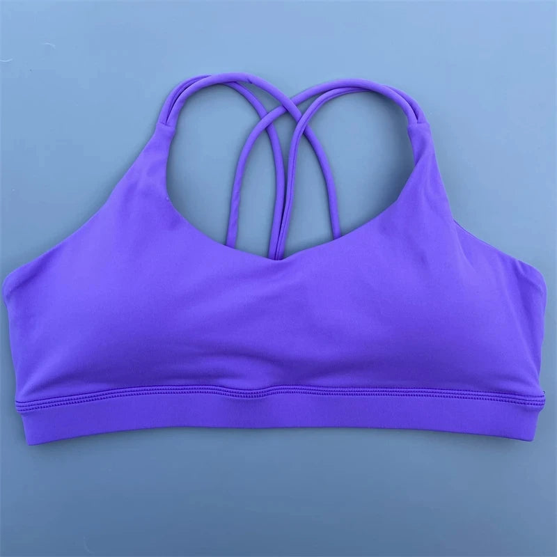 Women Fitness Bra - High Support Cross Back Sports Top With Chest Pad
