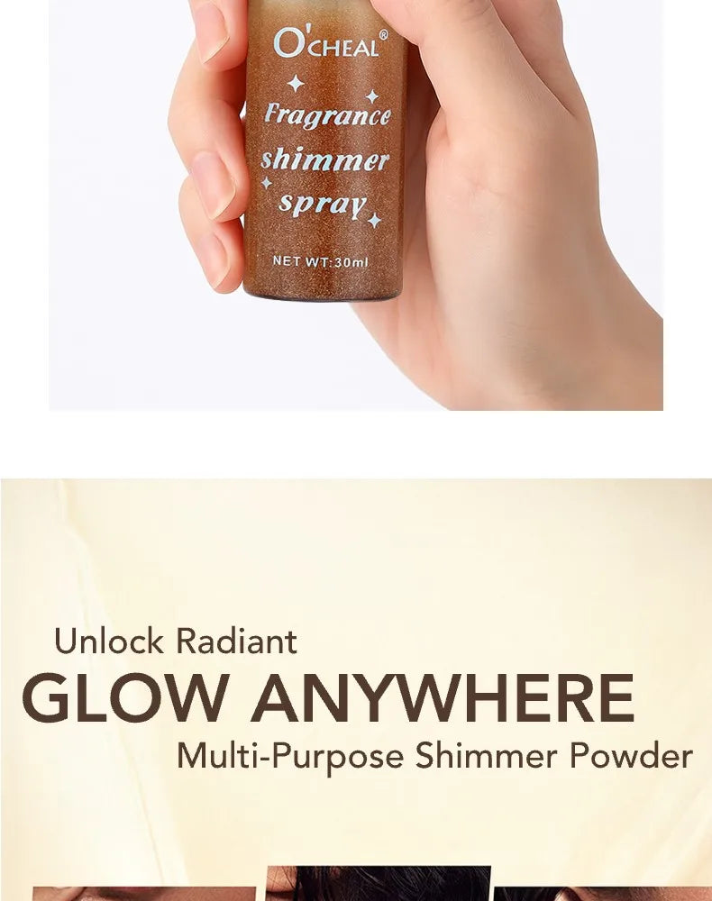 Flash Spray, Lasting Flash, Waterproof, Sweat Proof, Stain Proof, Suitable for Face, Body, Neck, Bright Makeup, Shiny Cosmetics