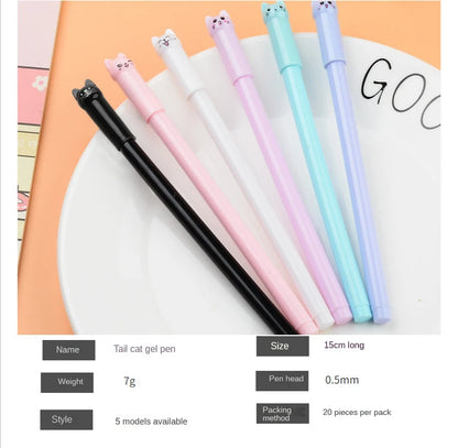 Set of 6 Cute Kitten Gel Pens, Suitable as Party Gifts for Boys and Girls, School Supplies, and Presents