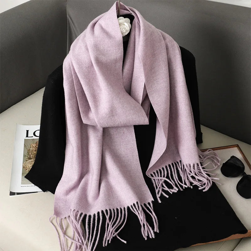 62-Color Cashmere Winter Scarf - Warm Thicken Pashmina Shawl with Tassels