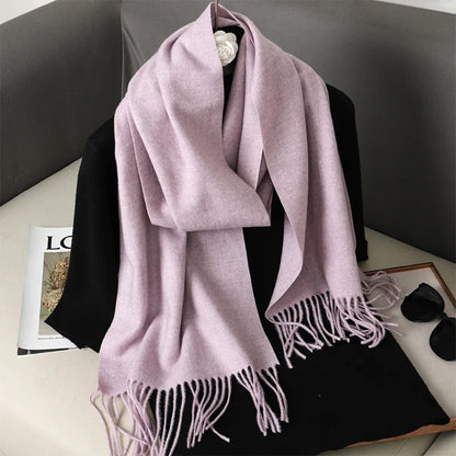 62-Color Cashmere Winter Scarf - Warm Thicken Pashmina Shawl with Tassels