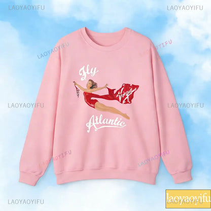 Fly Atlantic Princess Diana Sweatshirt Retro 80s Sporty Crewneck Winter Clothes Women Aesthetic Sweaters Casual Long Sleeve Tops