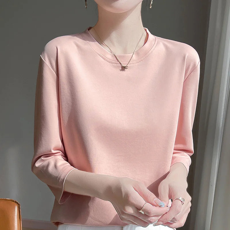 Cropped Mercerized Cotton T-Shirt - 100 Cotton Short Sleeve for Spring  Summer 2023