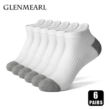 6 Pairs Cotton Man Socks Sports Solid Color Male's Short Sock For Cycling Breathable Mesh Ankle Summer Running Socks