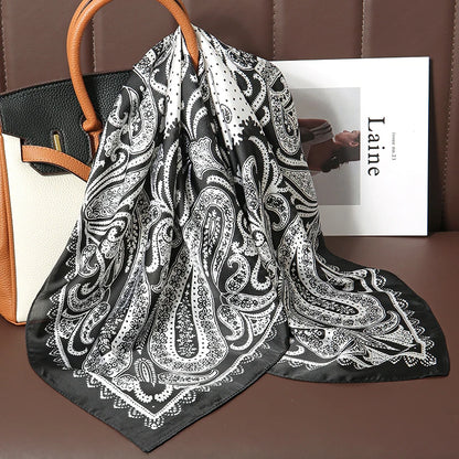 Luxury Satin Silk Scarf - Womens Fashion Shawl Hijab Neckerchief Bandana 2023