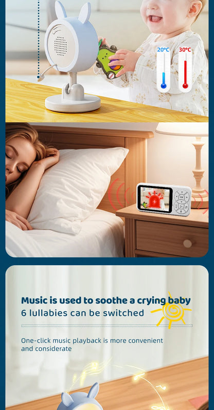 DANMINI new 3.5 "RGB night light baby monitor with night vision temperature detection voice intercom baby nanny security camera