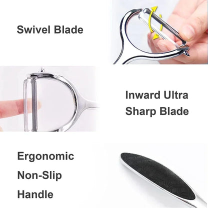 Stainless Steel Peeler - Multi Function Vegetable & Fruit Peeler with Julienne Slicer