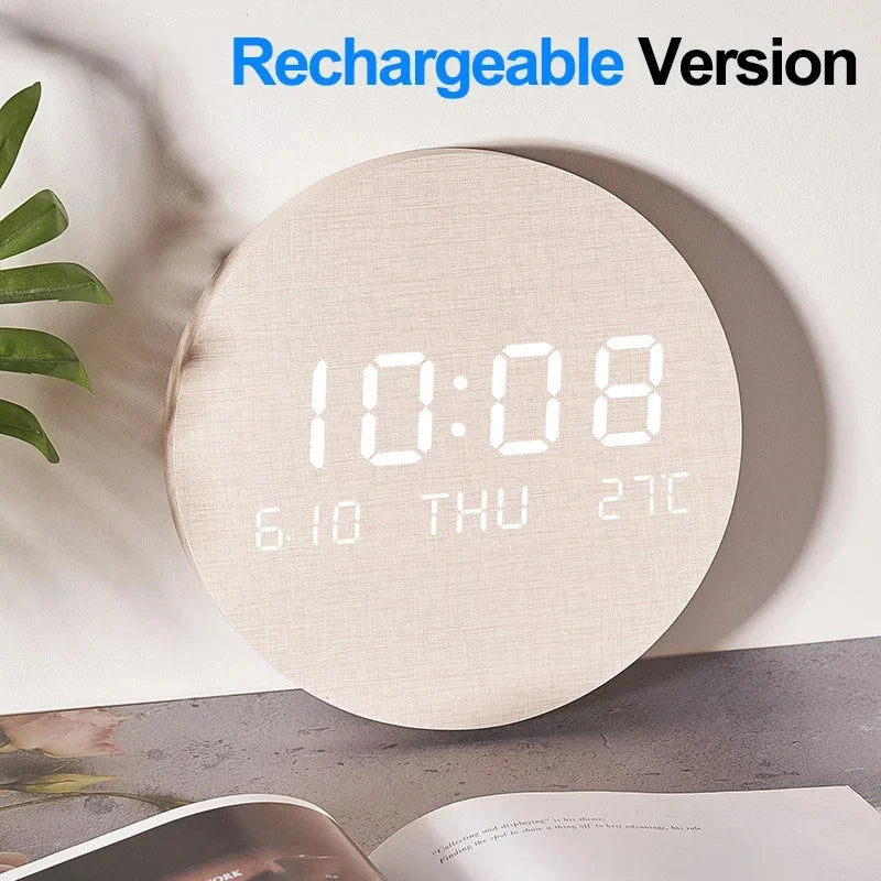 LED Digital Wall Clock - Multi-Function Silent Time  Temperature Display for Home  Bedroom