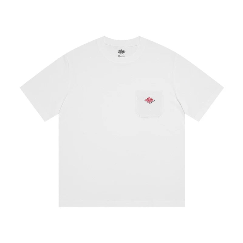 2025 Summer Men Women's Pure Cotton Embroidery T-Shirt Short Sleeve Tees Simple Solid Pocket Fashion Brand Casual Tops