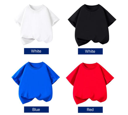 Girls Boys Short Sleeve T Shirts Kids Pure Cotton Summer Oversized Tops Children Teens Solid Casual Crewneck Basic Tees 3-14Y
