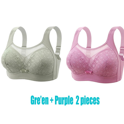 2PCS New High-end U-shaped Back With No Steel Ring Gathered And Adjusted Bra Thin Cup Breathable  Breasted Underwear Mom's Bra