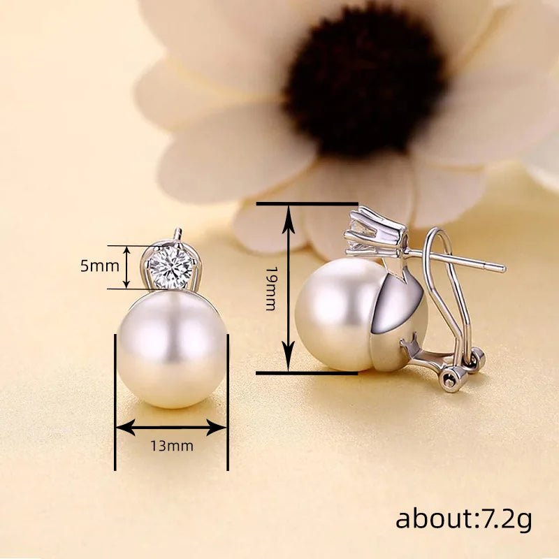 Imitation Pearl Stud Earrings – Brilliant CZ Accents