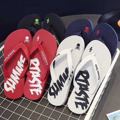 Men's Summer Lightning Thong Sandals Edgy Non-Slip Soft Sole Beach/Street Trendy Student Durable Outdoor Casual Flip-Flops Shoes