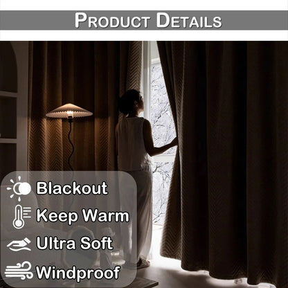 Blackout Thermal Curtains - Heavy Duty Quilted Window Drapes for Living Room