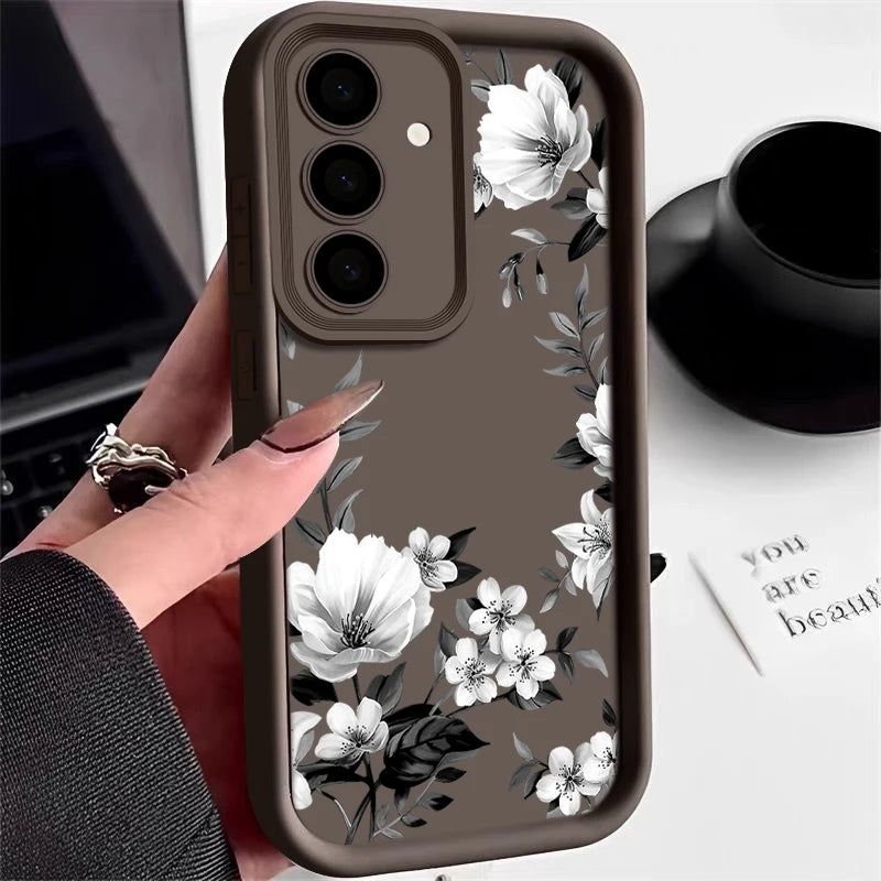 Flowers Print Soft Case For Samsung Galaxy A57 A37 A27 A56 A16 A17 A15 A55 A54 A26 A36 S26 S24 S23 S22 Ultra S25 FE Phone Cover