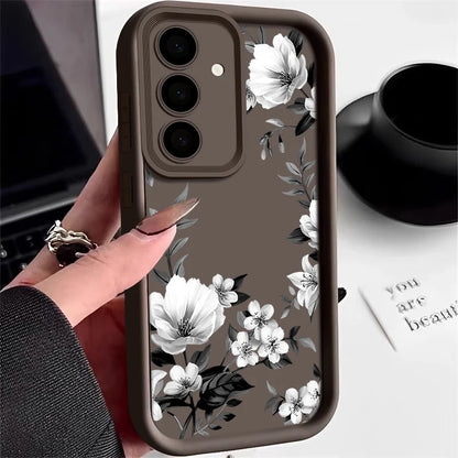 Flowers Print Soft Case For Samsung Galaxy A57 A37 A27 A56 A16 A17 A15 A55 A54 A26 A36 S26 S24 S23 S22 Ultra S25 FE Phone Cover