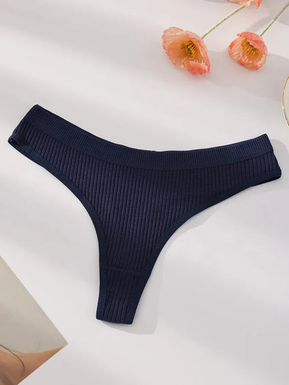7Pcs Women's Thongs Panties Cotton Striped Underwear Sexy Women Lingerie Solid Intimates Comfort Panty Soft Hot G-Strings XS-XXL