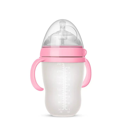 New 0-36 months baby nano-silicone bottle 240ml 150ml with handle Breastmilk-like design Soft milk pulling