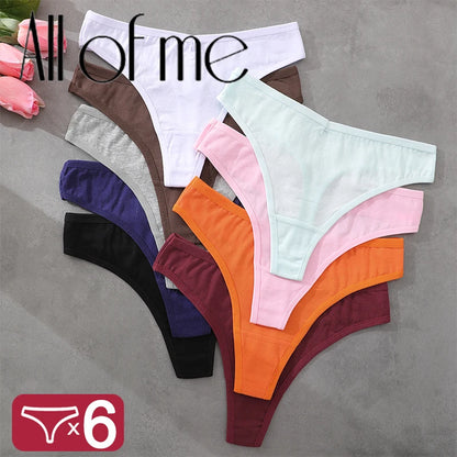 6Pcs/Set Women‘s Cotton Seamless Pantys Sexy Low Waist Soft Comfortable Thongs Fashion Girl Breathable Intimates G-Strings