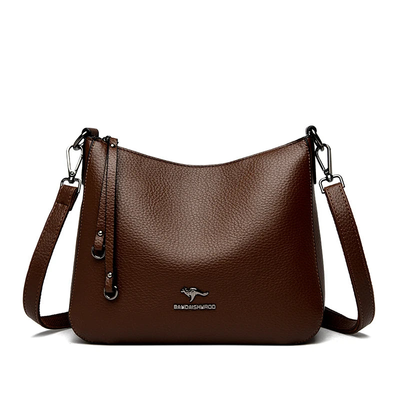 Pu Leather Handbag | Casual Female Tote With Interior Zipper Pocket & No Zipper Closure