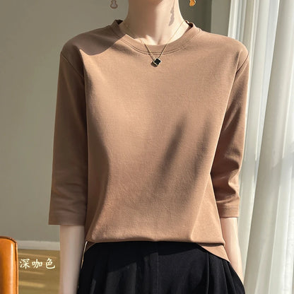Cropped Mercerized Cotton T-Shirt - 100 Cotton Short Sleeve for Spring  Summer 2023