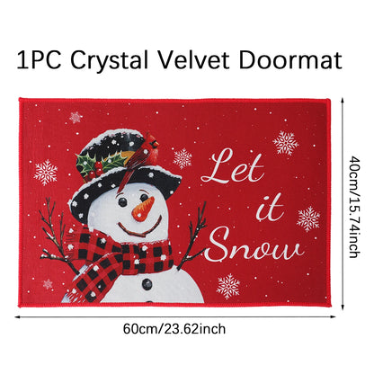 Christmas Door Mat - Santa Claus Outdoor Holiday Carpet | Non Slip Rug, Festive Welcome Mat