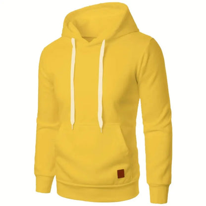 Mens Casual Hooded Collar Drawstring Hoodies Sweatshirts Long Sleeve Shirts Outdoor Streetwear Solid Color Lightweight Pullover