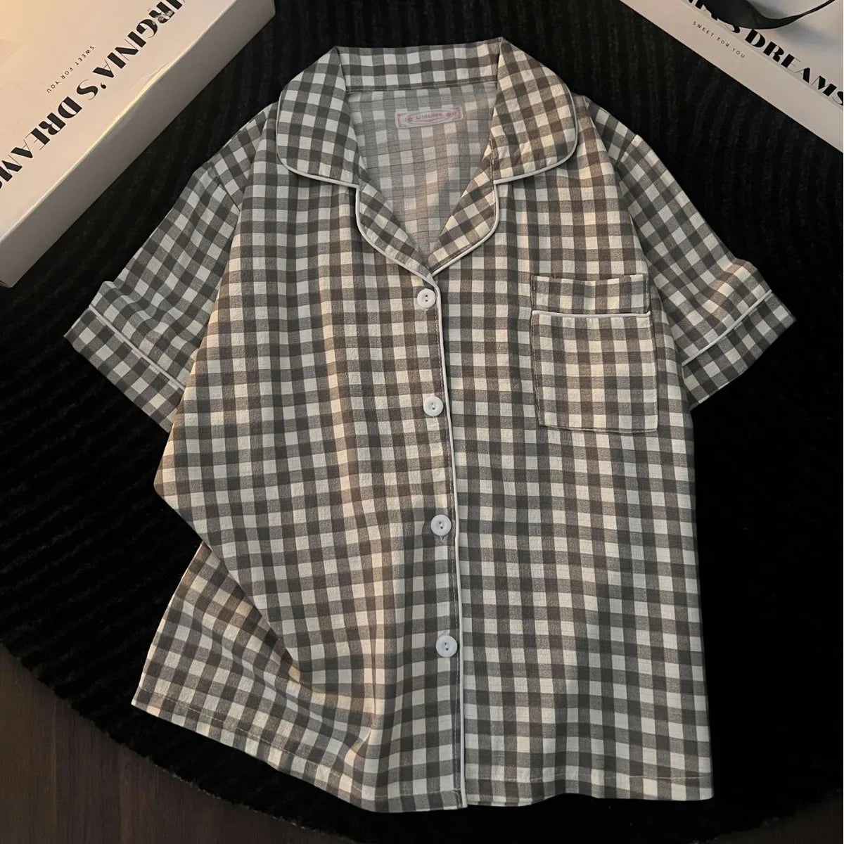 Ins Japanese-Style Minimalist Women's Pajamas Summer Bubble Cotton Cute Girl Loose Short-Sleeve Shorts Loose Summer Outfit Set