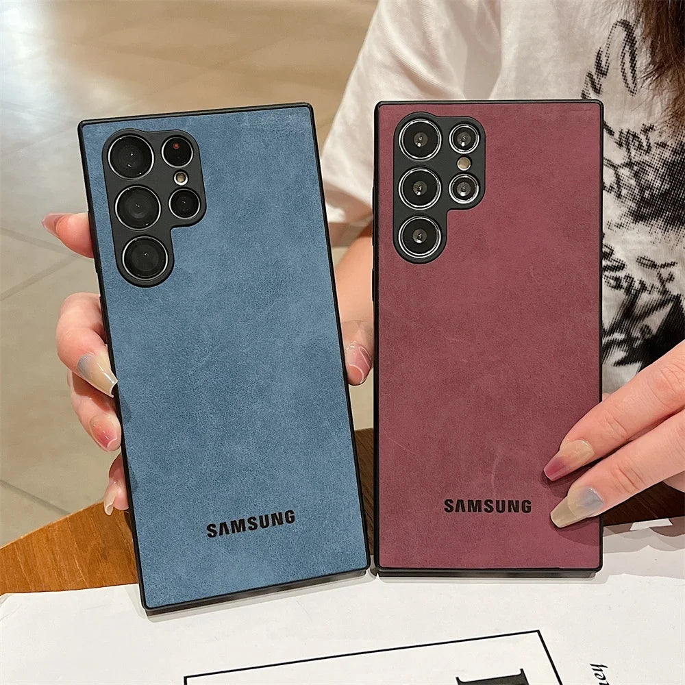 Luxury Lambskin Shockproof Case For Samsung Galaxy S26 Ultra Case S25 S24 S22 S23 Ultra Plus S23 FE Camera Protection Soft Cover