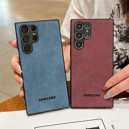 Luxury Lambskin Shockproof Case For Samsung Galaxy S26 Ultra Case S25 S24 S22 S23 Ultra Plus S23 FE Camera Protection Soft Cover