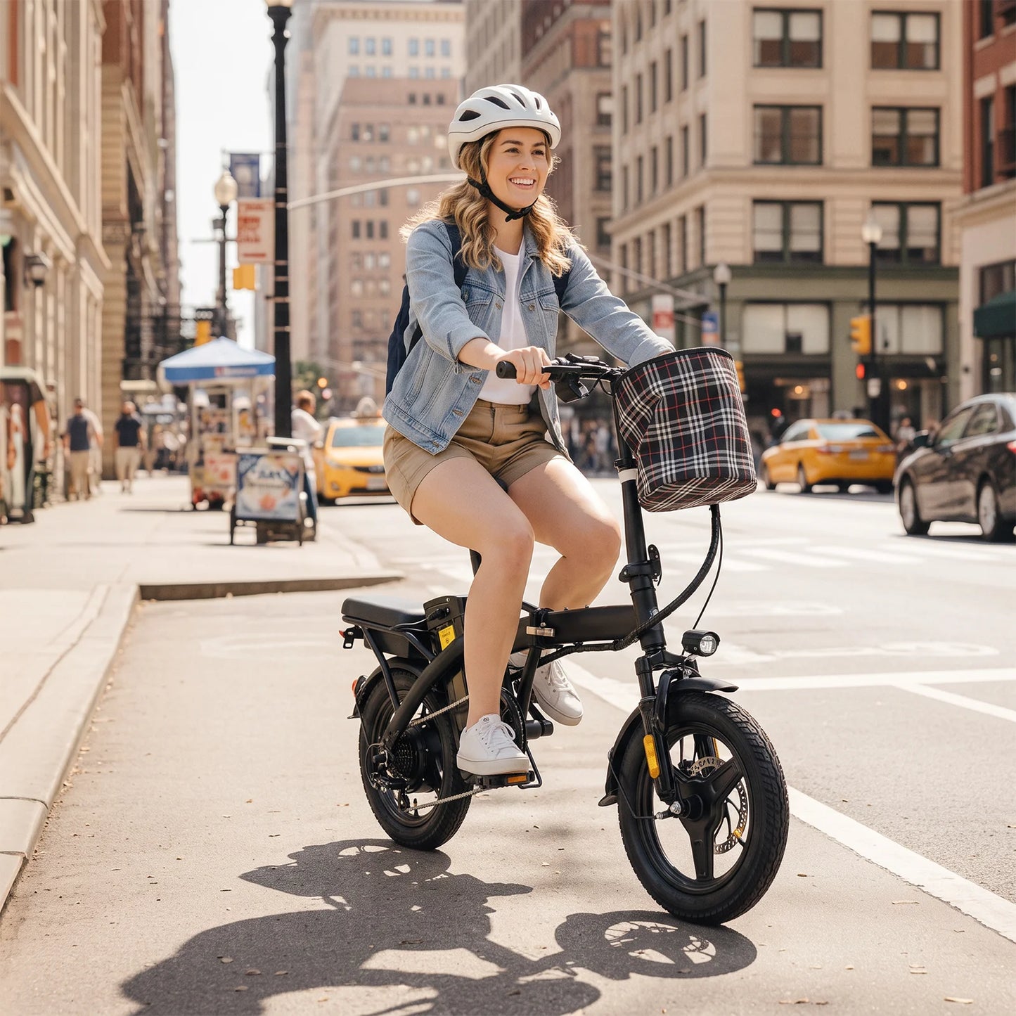 T5 Lightweight Folding Electric Bike for Adults 48V 750W Peak Power 20MPH 18-22 Miles Range 14Inch Disc Brake Commuter E-bike
