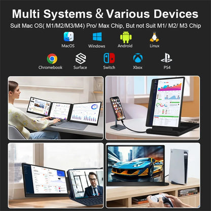 Portable Gaming Monitor - 16 Inch IPS Panel LCD Display With Swivel Bracket