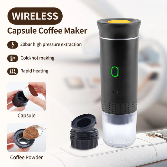 Portable Wireless Espresso Coffee Maker - 3-in-1 Travel Car Home Camping - ZOOMNSTORE