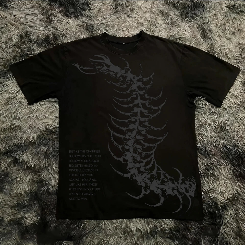 Summer Classic Y2K Gothic Style T-shirt Print Oversized T Shirt High Street Shirts Round Neck Cotton Tops Mens Women T Shirt Tee