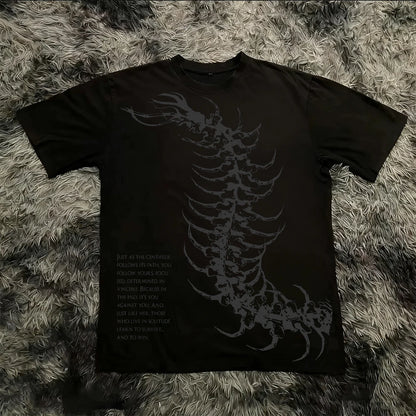Summer Classic Y2K Gothic Style T-shirt Print Oversized T Shirt High Street Shirts Round Neck Cotton Tops Mens Women T Shirt Tee