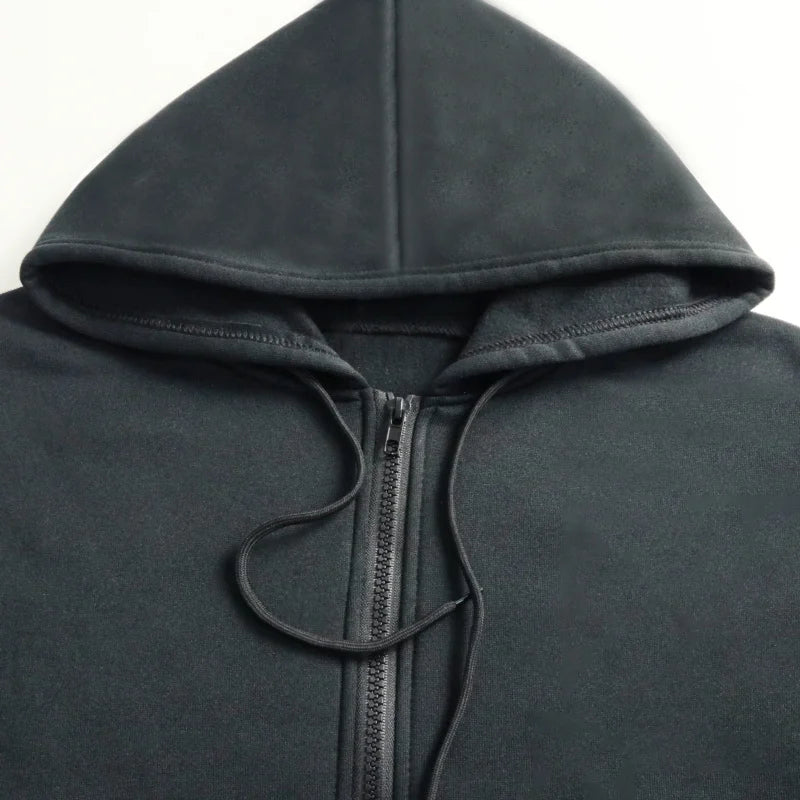 Women Zipper Hoodies Autumn Winter New Cute Cat Heatbeat Line Print Hoodies Hip Hop Streetwear Women Zip Up Jacket Coat Clothing