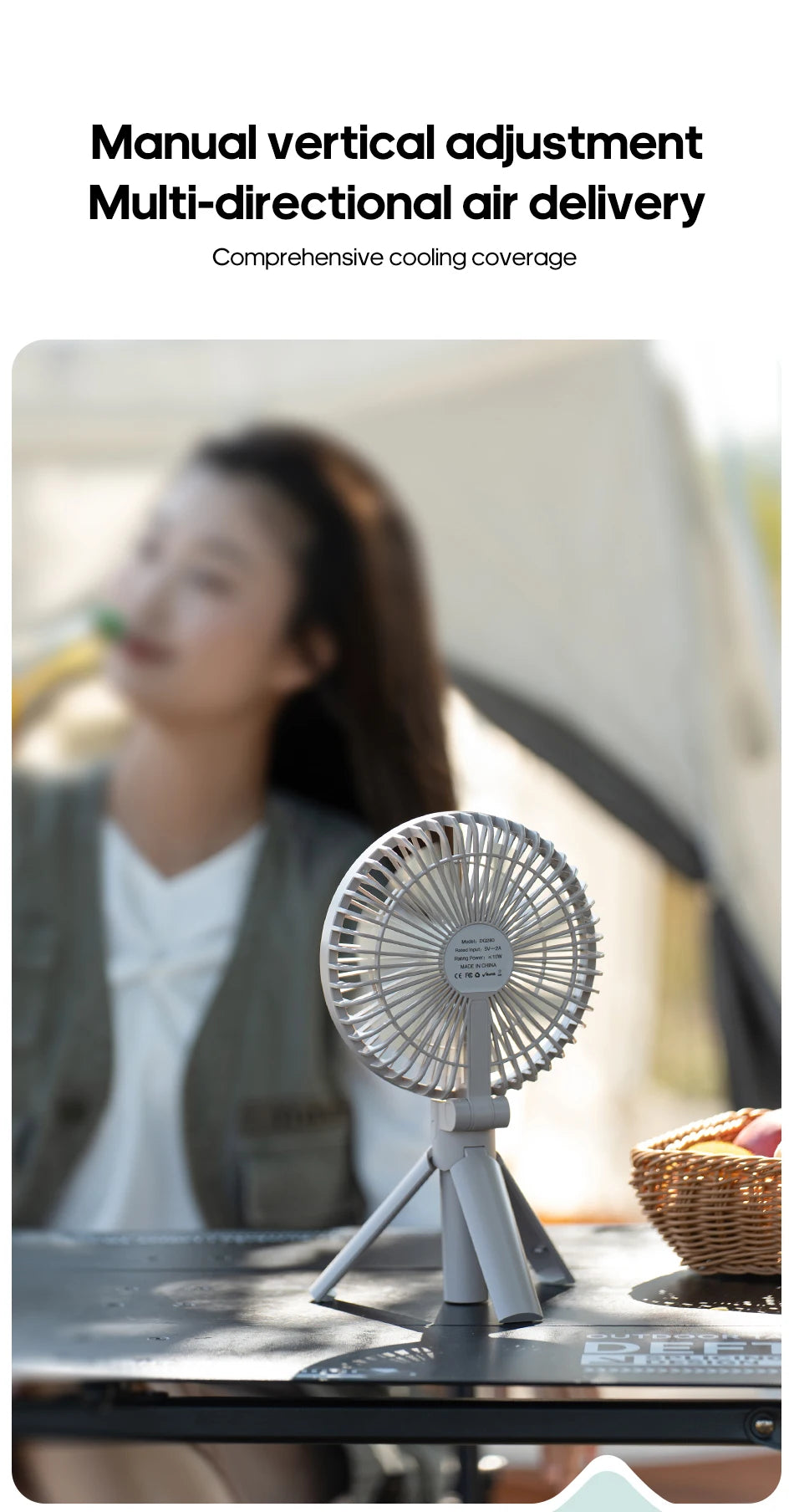 New Foldable Tripod Handheld Fan 3000mAh 4-Speed Rechargeable Fan LED Digital Display Portable Fan for Outdoor Travel Camping