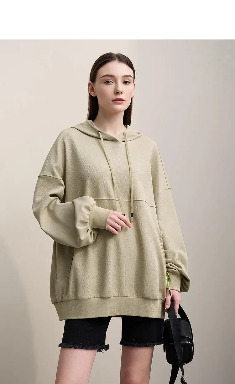 Amii Women's Sweatshirt 2026 Spring New Casual Letter Embroidery Printed Hooded Sweater Women's Loose Versatile Top 12641024