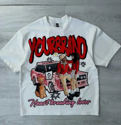 Harajuku Streetwear Shirt - Y2k Fashion Tee With Oversized Cartoon Print, Breathable Cotton