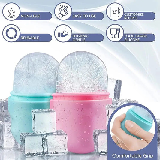 Summer Reusable Ice Face Roller Ice Cube Beauty Massage Silicone Ice Mold For Eye Puffiness Ice Facial Roller Shrink Pores