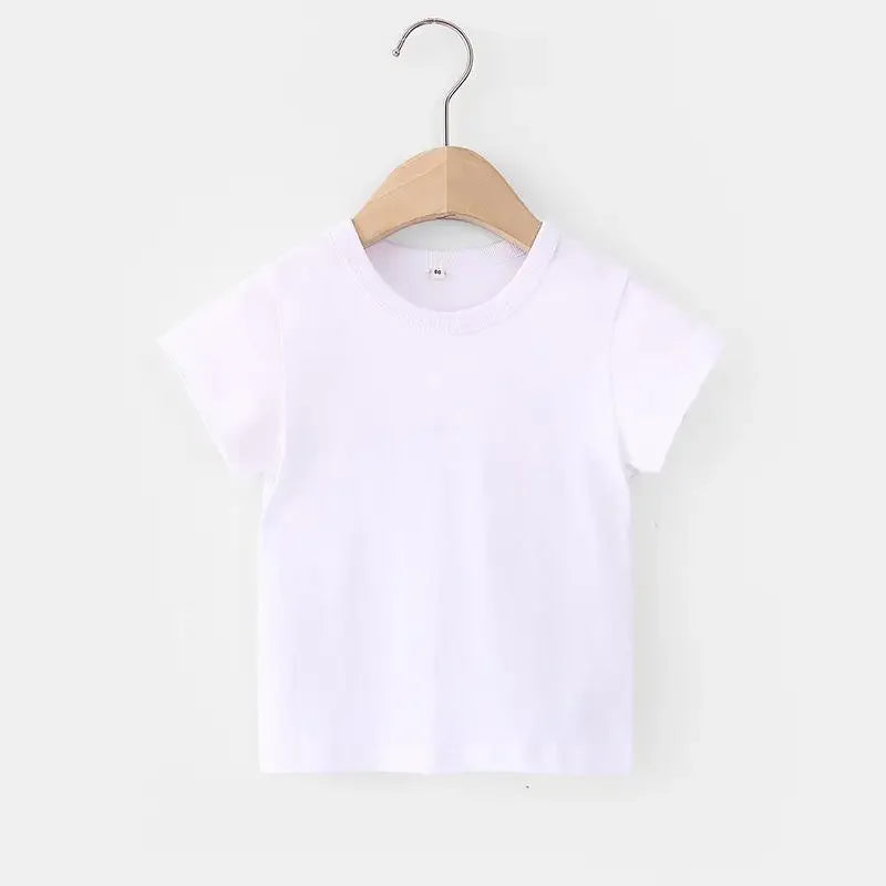 Summer Girls T Shirts Yellow Red Short Sleeve Baby Boy T Shirt White Tee Shirt Cotton Girls Tops For Children Clothes
