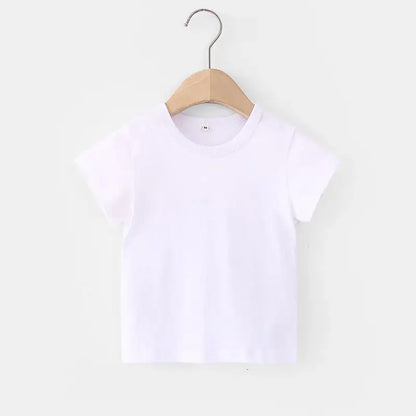 Summer Girls T Shirts Yellow Red Short Sleeve Baby Boy T Shirt White Tee Shirt Cotton Girls Tops For Children Clothes